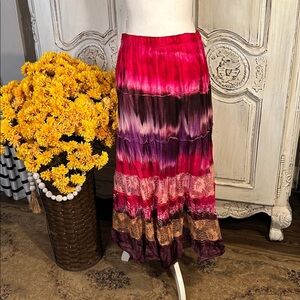 Olivia 100% Cotton Vibrant Multicolor Bohemian Maxi Skirt